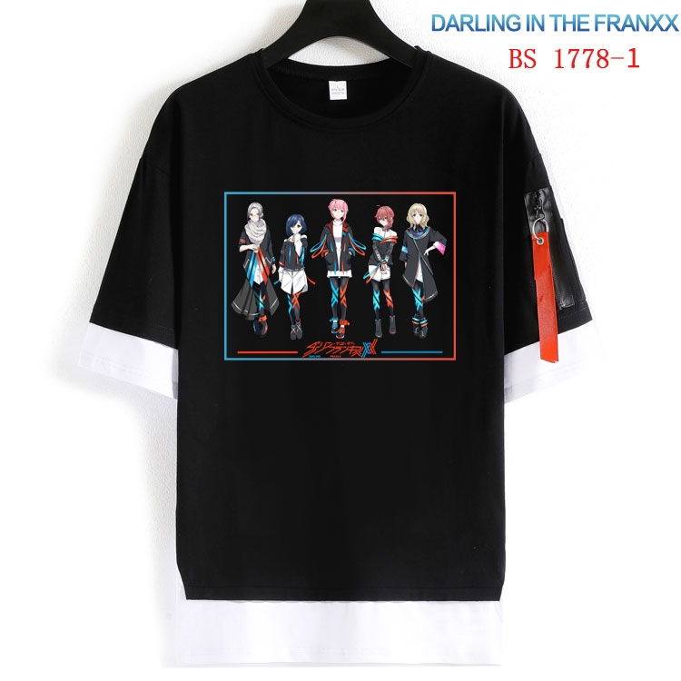 DARLING in the FRANX  Cotton Crew Neck Fake Two-Piece Short Sleeve T-Shirt from S to 4XL  HM-1778-1