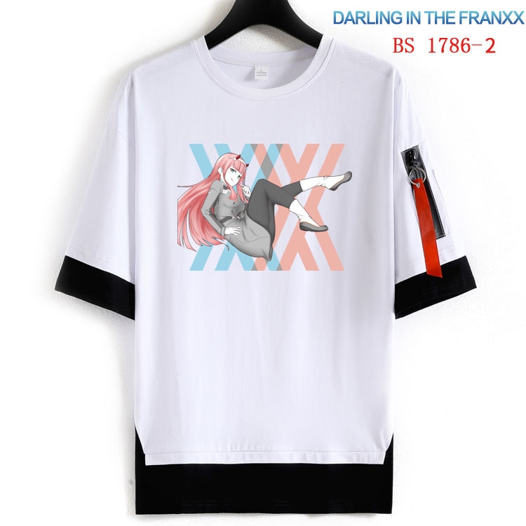 DARLING in the FRANX  Cotton Crew Neck Fake Two-Piece Short Sleeve T-Shirt from S to 4XL   HM-1786-2