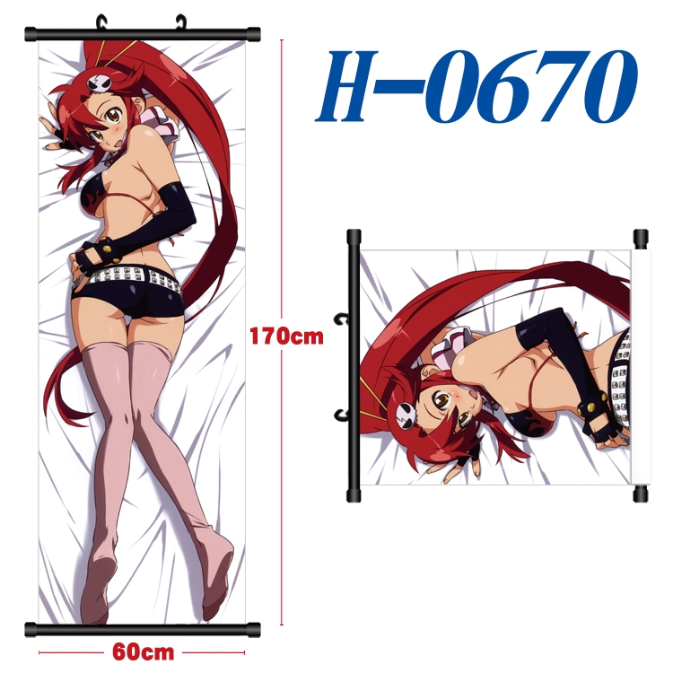 Tengen Toppa Gurren-Lagann Black plastic rod cloth hanging canvas painting 60x170cm H-0670