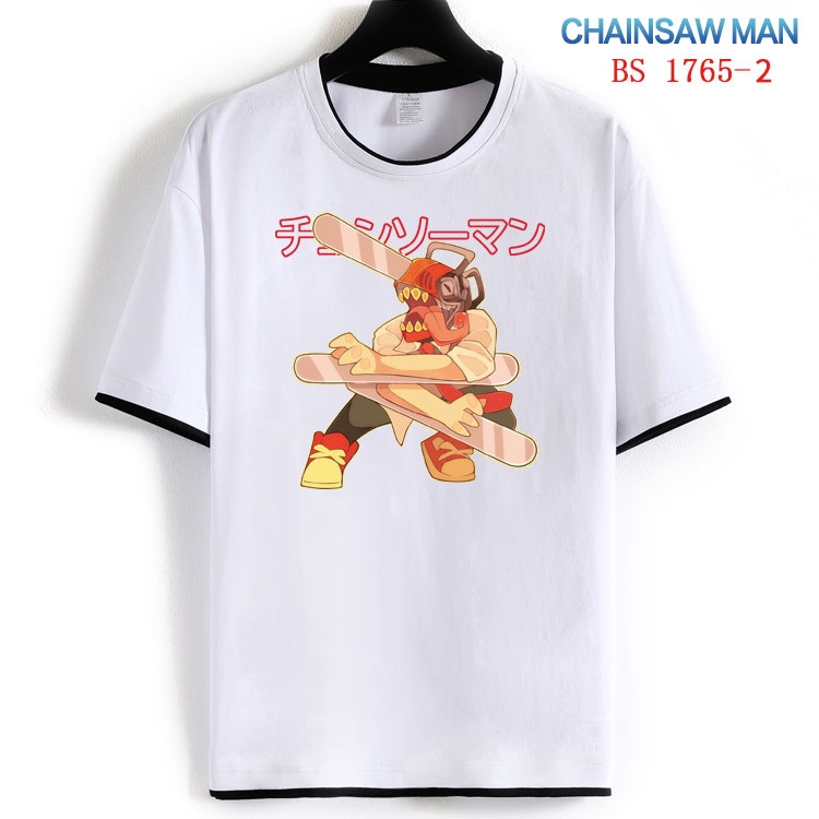 Chainsaw Man Cotton crew neck black and white trim short-sleeved T-shirt  from S to 4XL  HM-1765-2