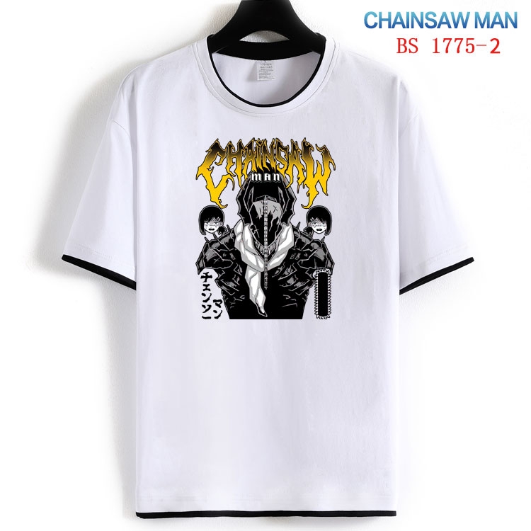 Chainsaw Man Cotton crew neck black and white trim short-sleeved T-shirt  from S to 4XL HM-1775-2