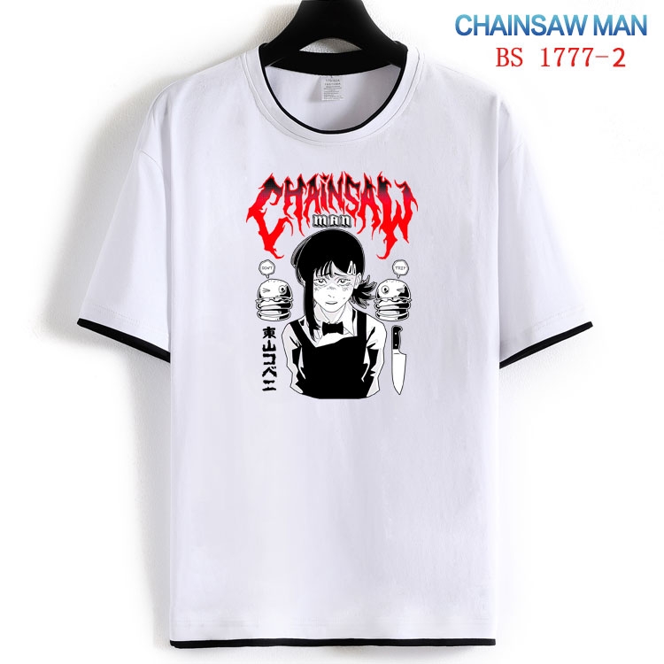 Chainsaw Man Cotton crew neck black and white trim short-sleeved T-shirt  from S to 4XL  HM-1777-2