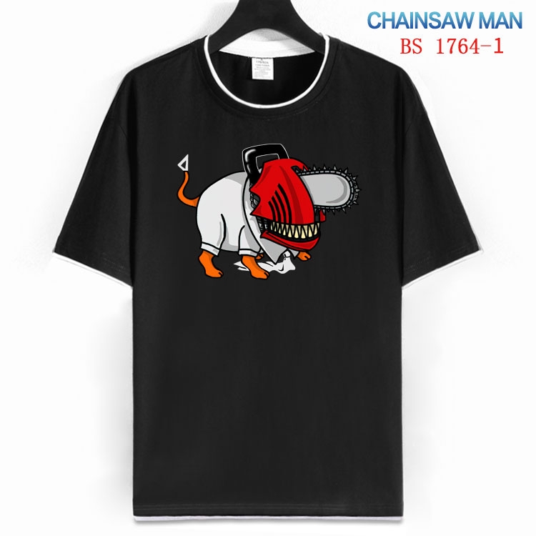 Chainsaw Man Cotton crew neck black and white trim short-sleeved T-shirt  from S to 4XL  HM-1764-1