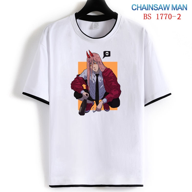 Chainsaw Man Cotton crew neck black and white trim short-sleeved T-shirt  from S to 4XL HM-1770-2