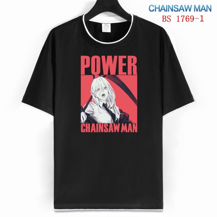 Chainsaw Man Cotton crew neck black and white trim short-sleeved T-shirt  from S to 4XL HM-1769-1