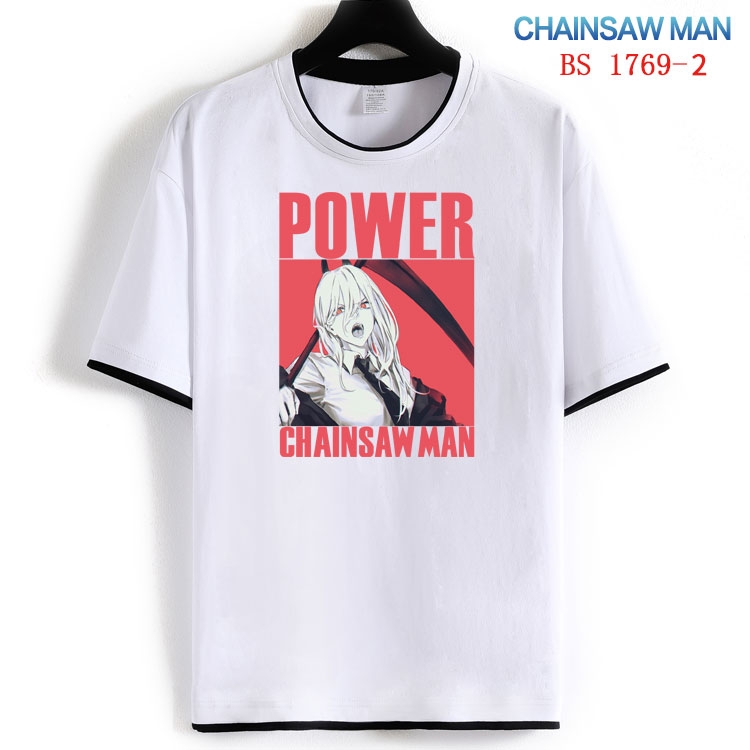 Chainsaw Man Cotton crew neck black and white trim short-sleeved T-shirt  from S to 4XL HM-1769-2