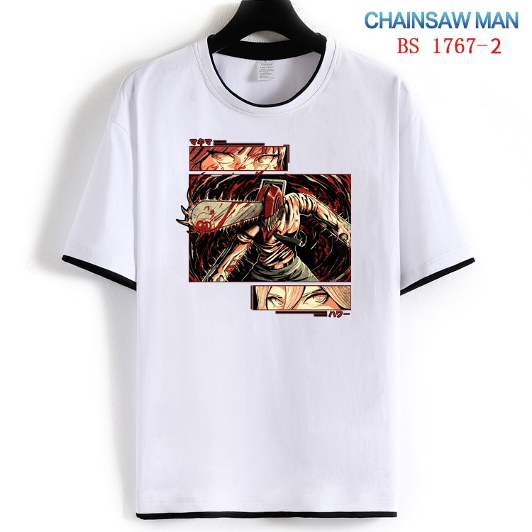 Chainsaw Man Cotton crew neck black and white trim short-sleeved T-shirt  from S to 4XL  HM-1767-2