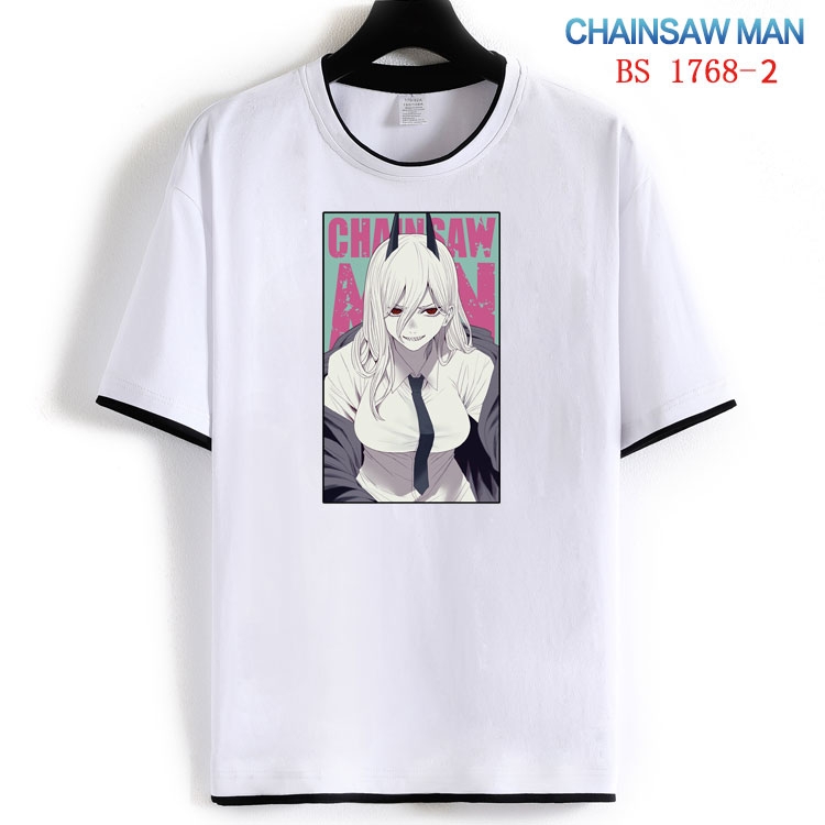 Chainsaw Man Cotton crew neck black and white trim short-sleeved T-shirt  from S to 4XL HM-1768-2