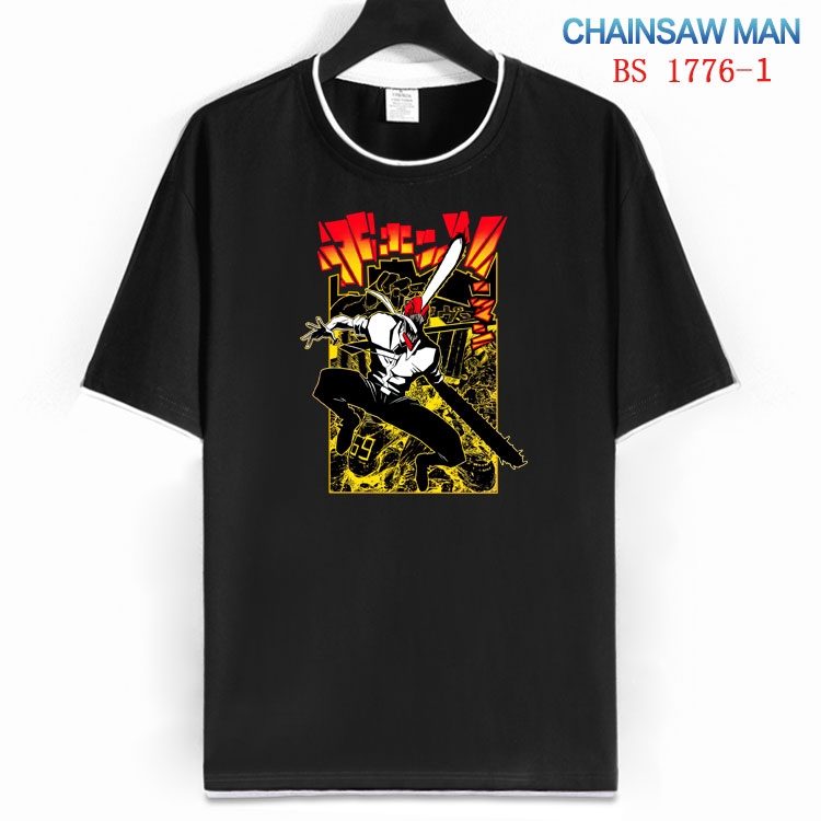 Chainsaw Man Cotton crew neck black and white trim short-sleeved T-shirt  from S to 4XL HM-1776-1