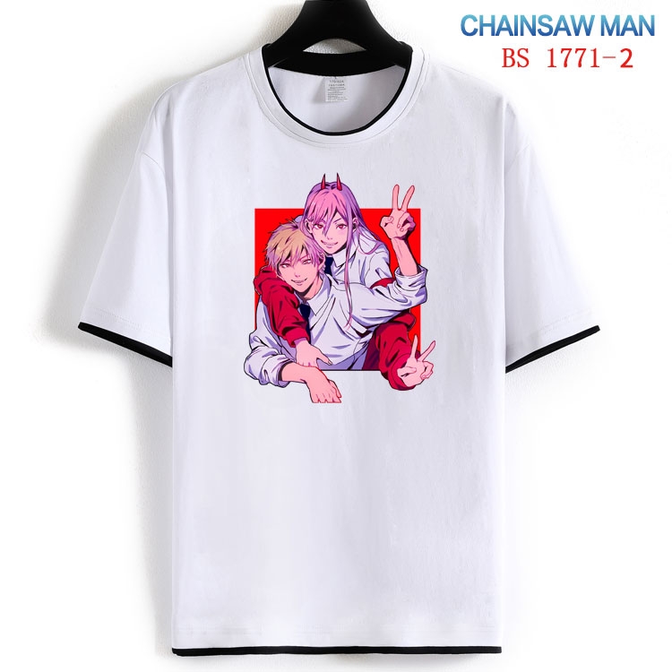 Chainsaw Man Cotton crew neck black and white trim short-sleeved T-shirt  from S to 4XL HM-1771-2