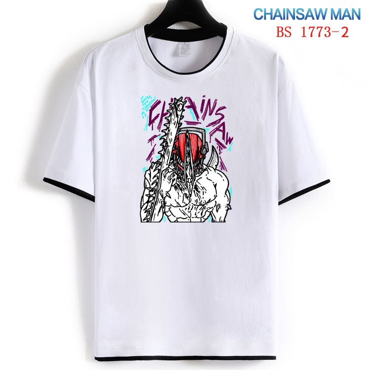 Chainsaw Man Cotton crew neck black and white trim short-sleeved T-shirt  from S to 4XL  HM-1773-2