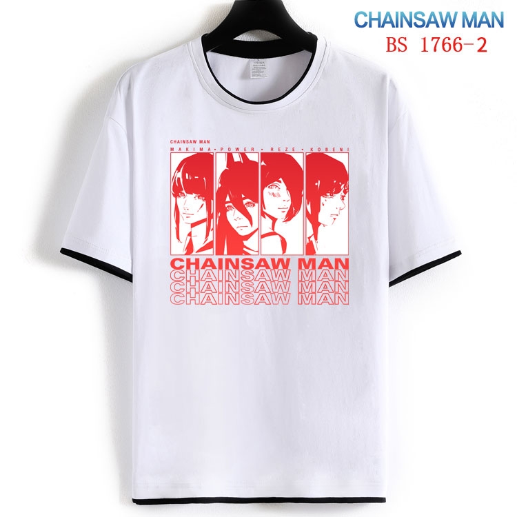 Chainsaw Man Cotton crew neck black and white trim short-sleeved T-shirt  from S to 4XL  HM-1766-2