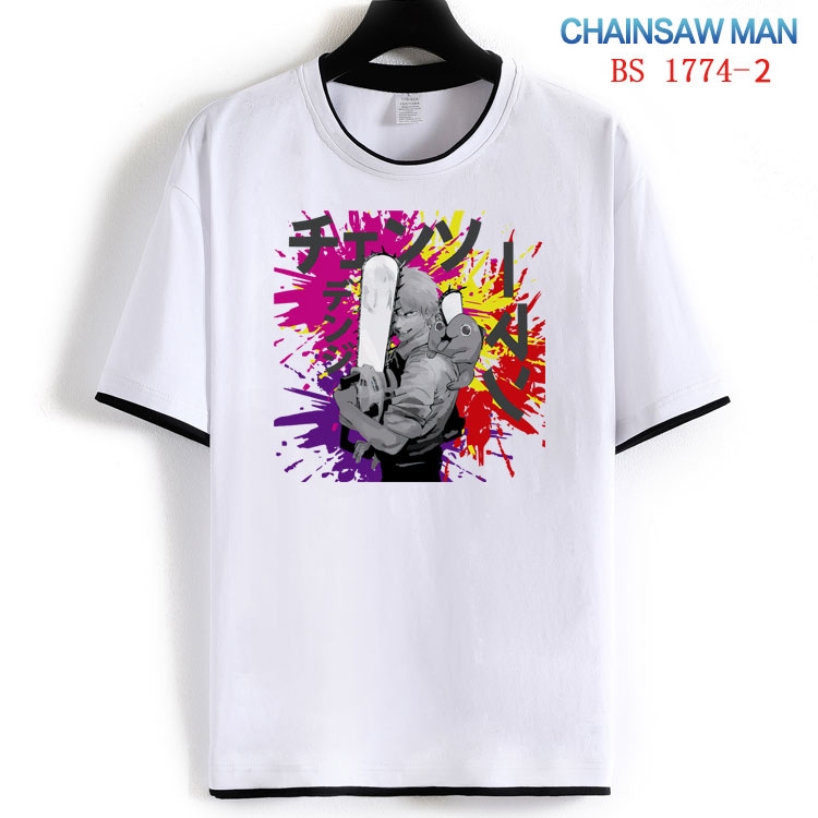 Chainsaw Man Cotton crew neck black and white trim short-sleeved T-shirt  from S to 4XL  HM-1774-2