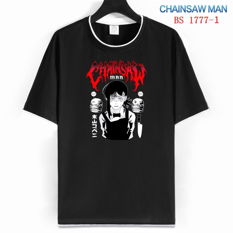 Chainsaw Man Cotton crew neck black and white trim short-sleeved T-shirt  from S to 4XL HM-1777-1