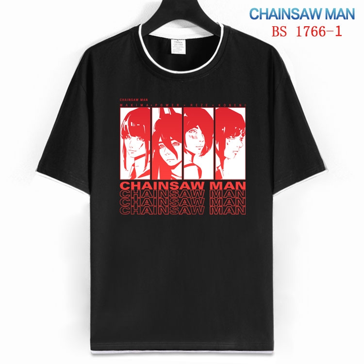 Chainsaw Man Cotton crew neck black and white trim short-sleeved T-shirt  from S to 4XL  HM-1766-1