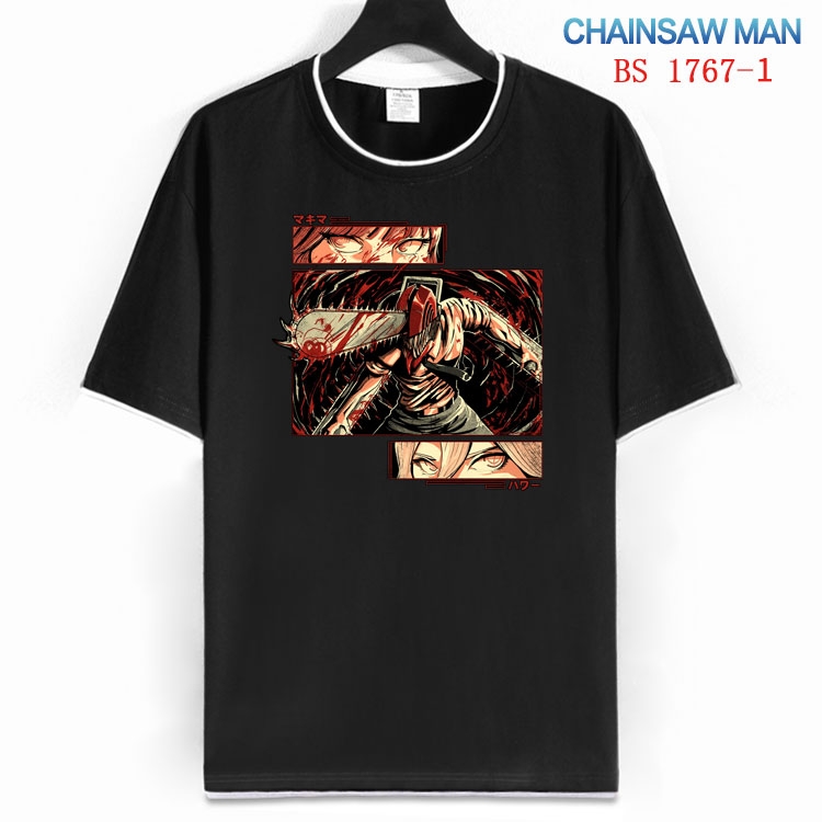 Chainsaw Man Cotton crew neck black and white trim short-sleeved T-shirt  from S to 4XL  HM-1767-1