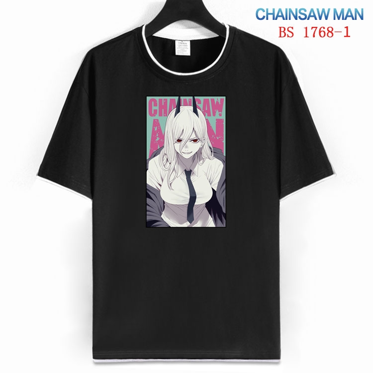 Chainsaw Man Cotton crew neck black and white trim short-sleeved T-shirt  from S to 4XL  HM-1768-1