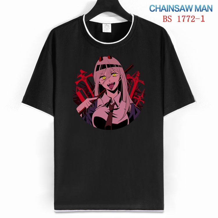 Chainsaw Man Cotton crew neck black and white trim short-sleeved T-shirt  from S to 4XL HM-1772-1