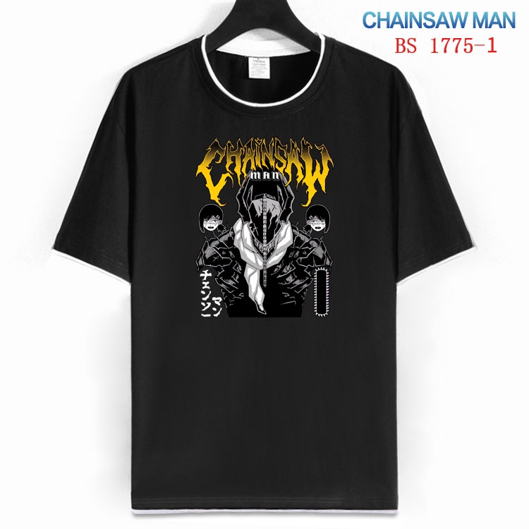 Chainsaw Man Cotton crew neck black and white trim short-sleeved T-shirt  from S to 4XL HM-1775-1