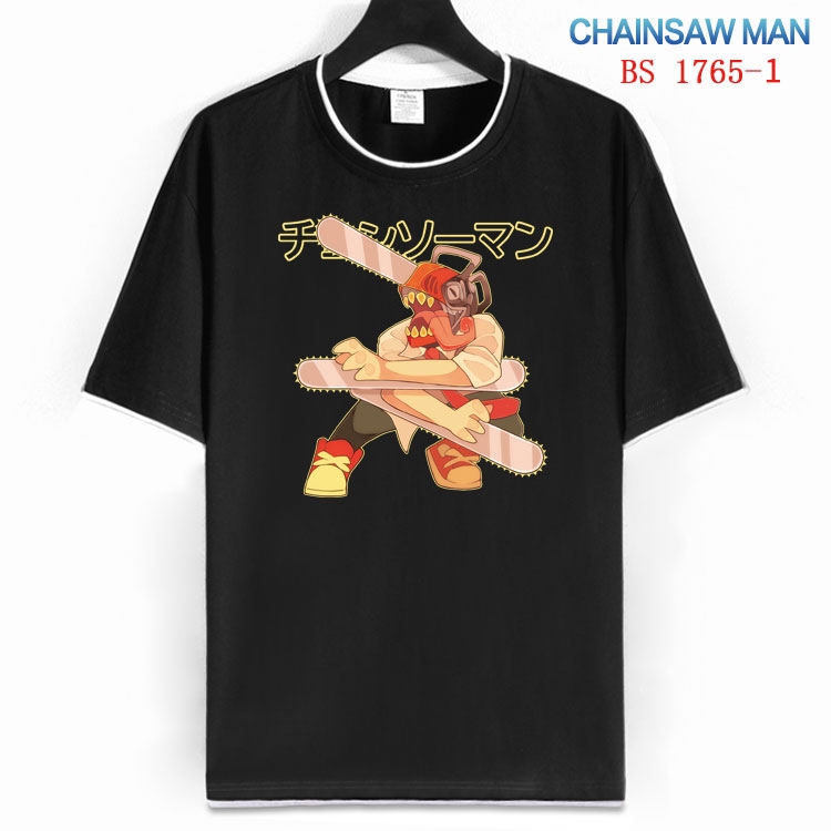 Chainsaw Man Cotton crew neck black and white trim short-sleeved T-shirt  from S to 4XL HM-1765-1