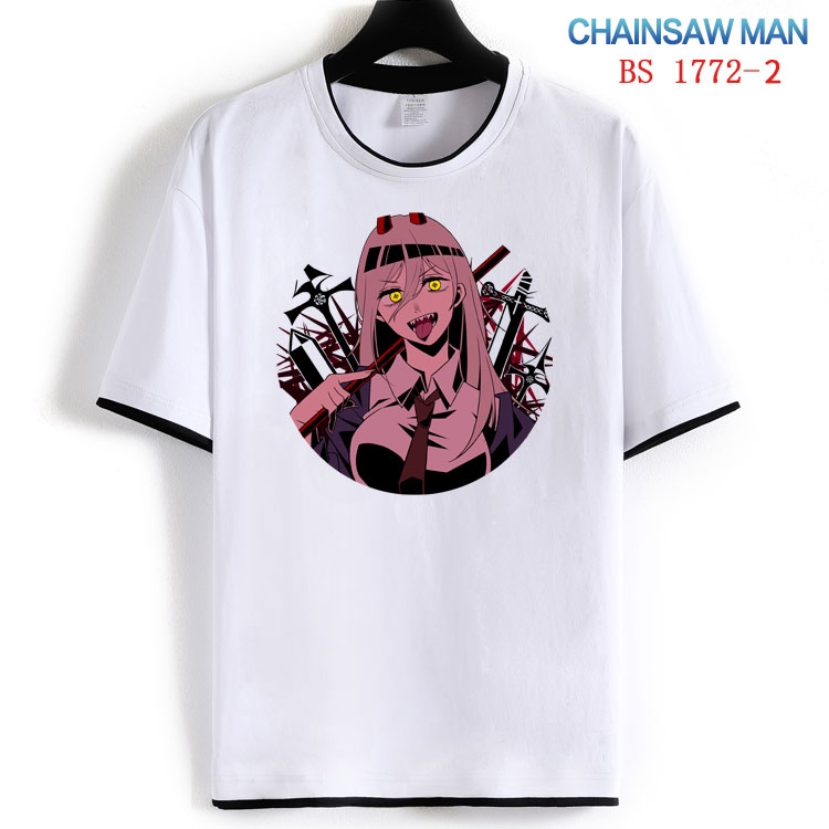 Chainsaw Man Cotton crew neck black and white trim short-sleeved T-shirt  from S to 4XL HM-1772-2