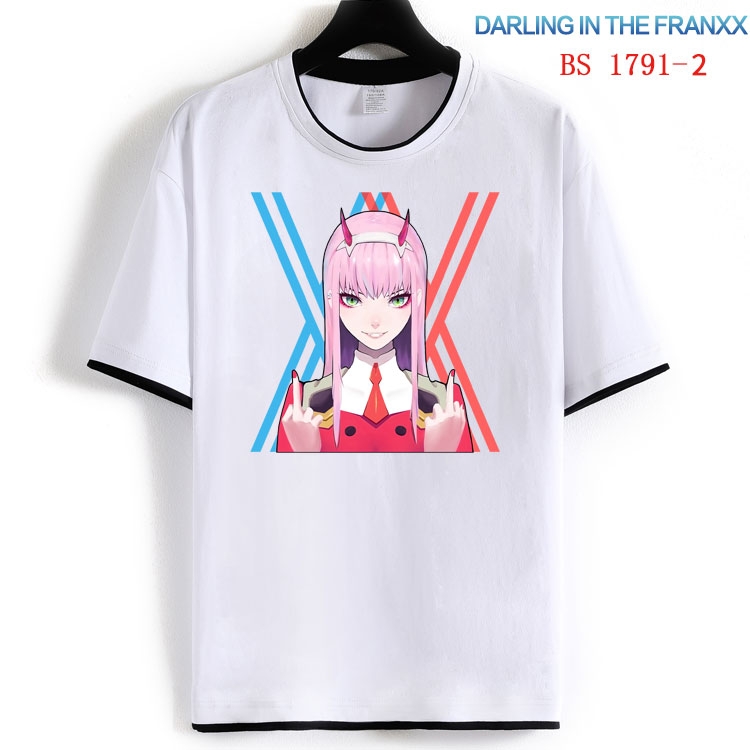 DARLING in the FRANX Cotton crew neck black and white trim short-sleeved T-shirt  from S to 4XL  HM-1791-2