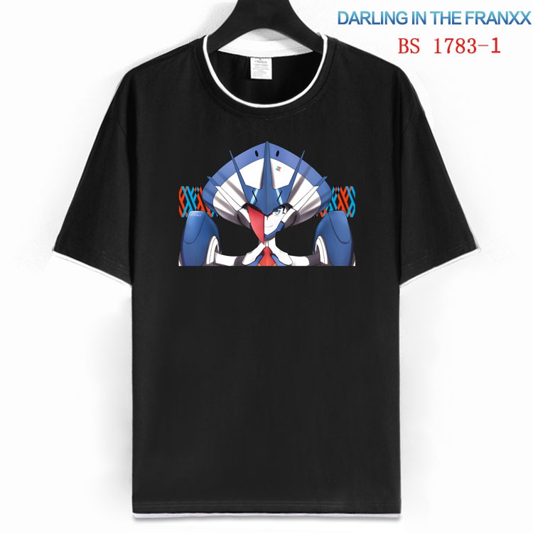 DARLING in the FRANX Cotton crew neck black and white trim short-sleeved T-shirt  from S to 4XL HM-1783-1