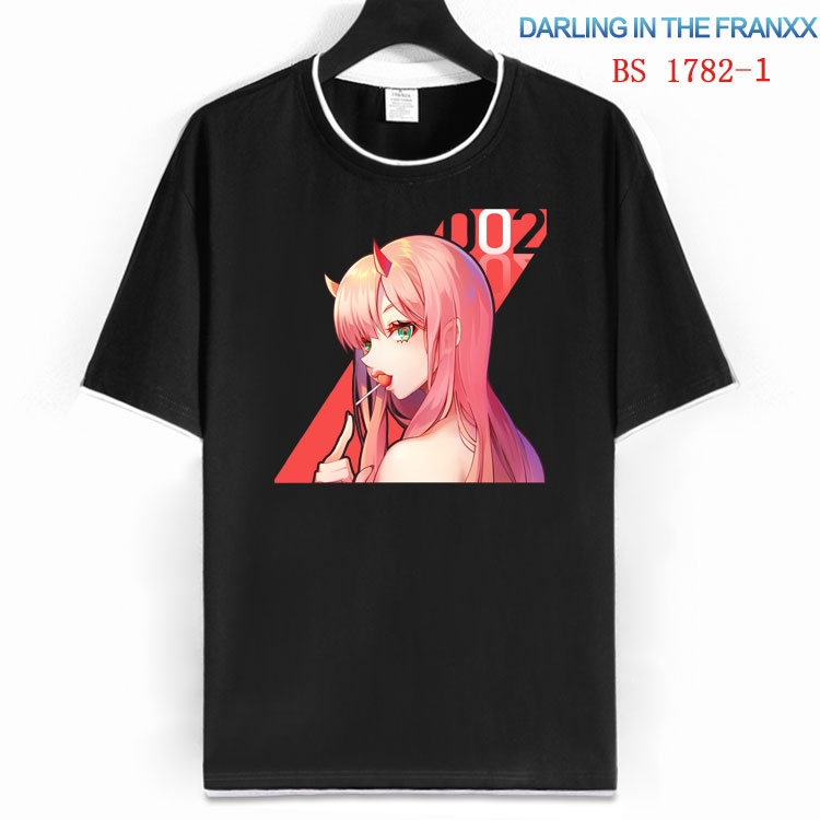 DARLING in the FRANX Cotton crew neck black and white trim short-sleeved T-shirt  from S to 4XL  HM-1782-1