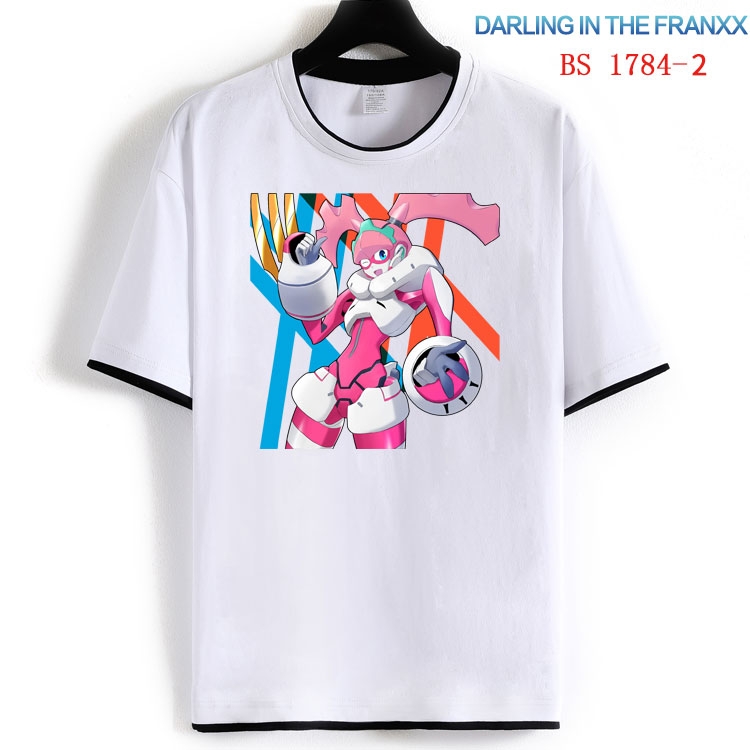 DARLING in the FRANX Cotton crew neck black and white trim short-sleeved T-shirt  from S to 4XL  HM-1784-2