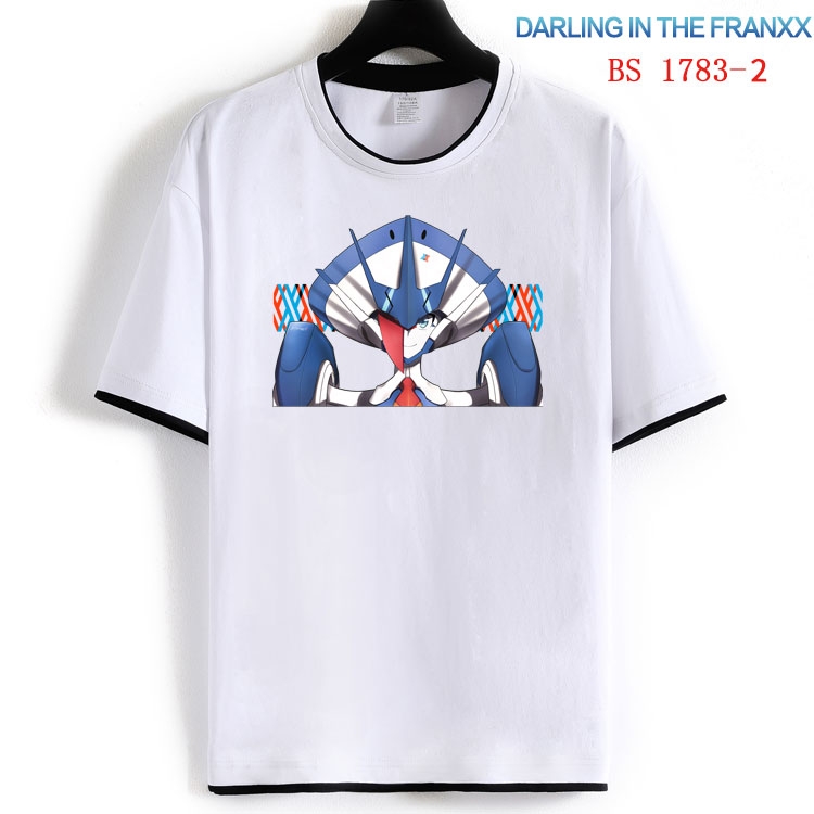 DARLING in the FRANX Cotton crew neck black and white trim short-sleeved T-shirt  from S to 4XL  HM-1783-2