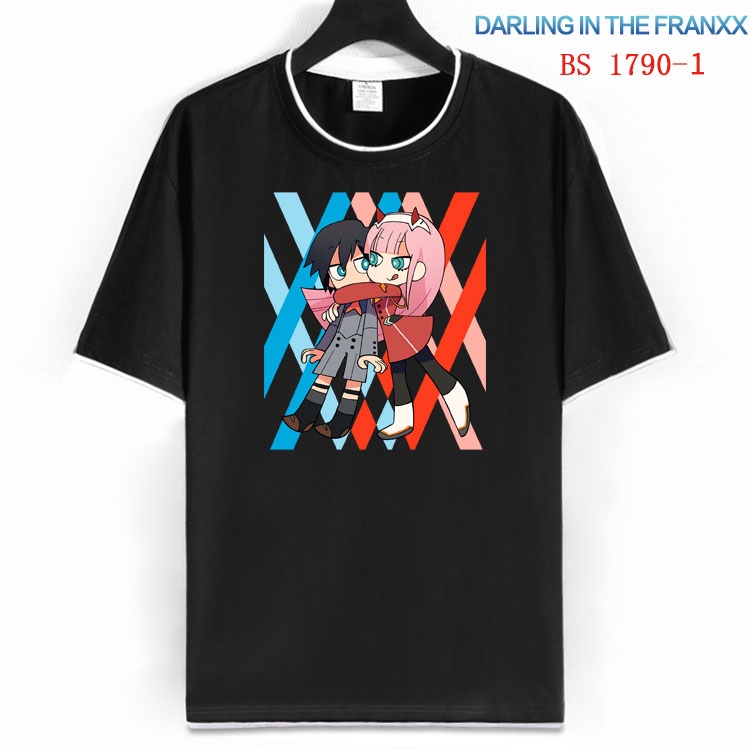 DARLING in the FRANX Cotton crew neck black and white trim short-sleeved T-shirt  from S to 4XL HM-1790-1