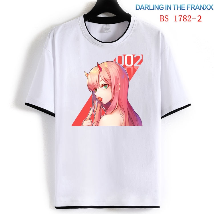 DARLING in the FRANX Cotton crew neck black and white trim short-sleeved T-shirt  from S to 4XL  HM-1782-2