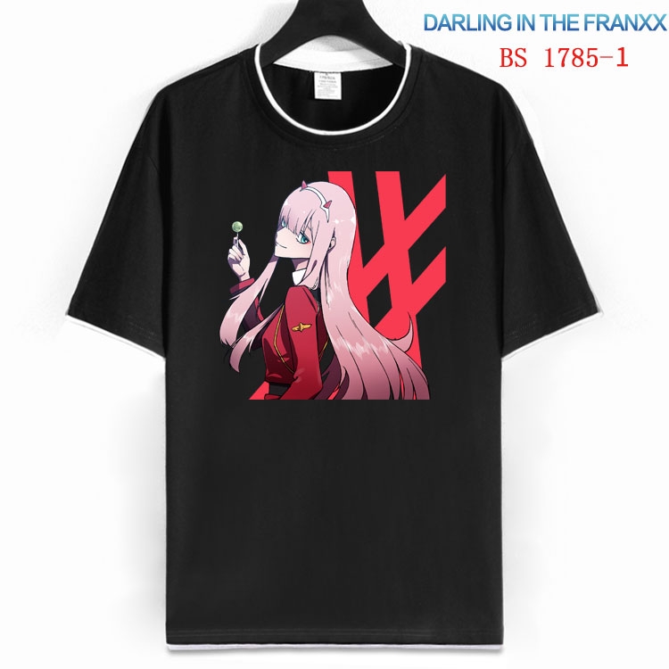 DARLING in the FRANX Cotton crew neck black and white trim short-sleeved T-shirt  from S to 4XL  HM-1785-1