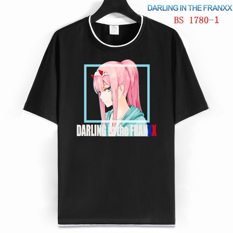 DARLING in the FRANX Cotton crew neck black and white trim short-sleeved T-shirt  from S to 4XL HM-1780-1