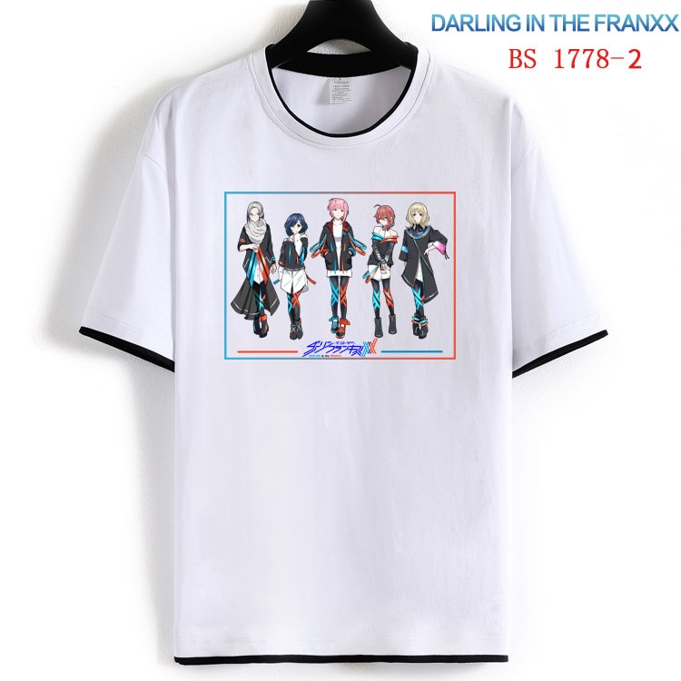 DARLING in the FRANX Cotton crew neck black and white trim short-sleeved T-shirt  from S to 4XL HM-1778-2