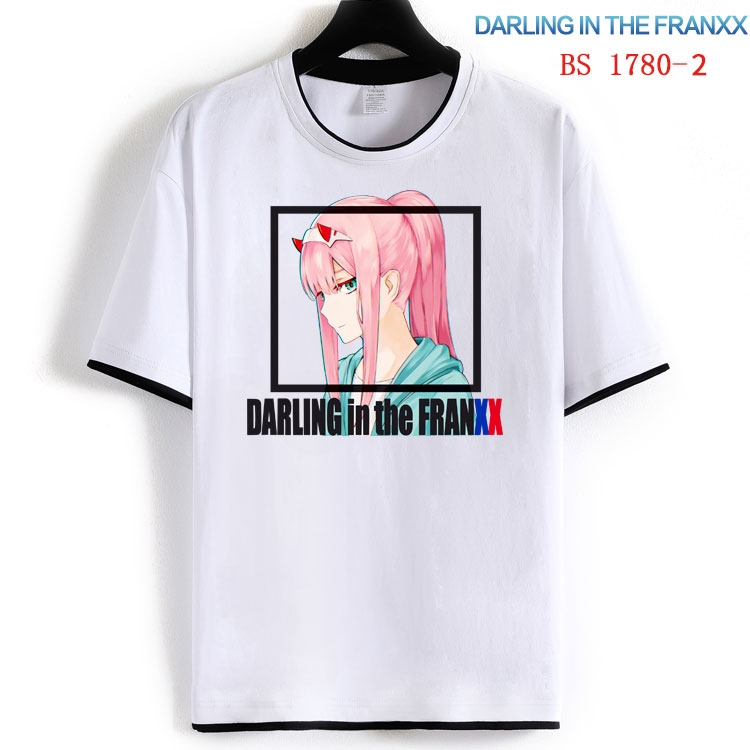 DARLING in the FRANX Cotton crew neck black and white trim short-sleeved T-shirt  from S to 4XL  HM-1780-2