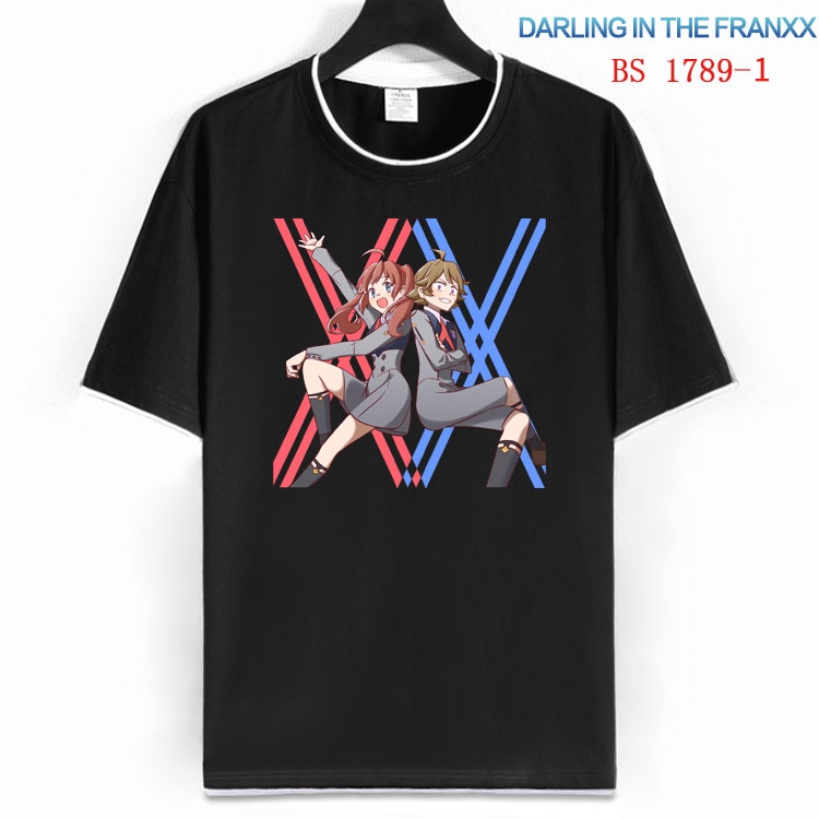 DARLING in the FRANX Cotton crew neck black and white trim short-sleeved T-shirt  from S to 4XL  HM-1789-1