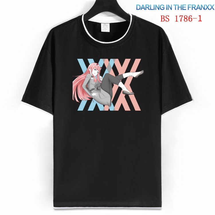 DARLING in the FRANX Cotton crew neck black and white trim short-sleeved T-shirt  from S to 4XL HM-1786-1