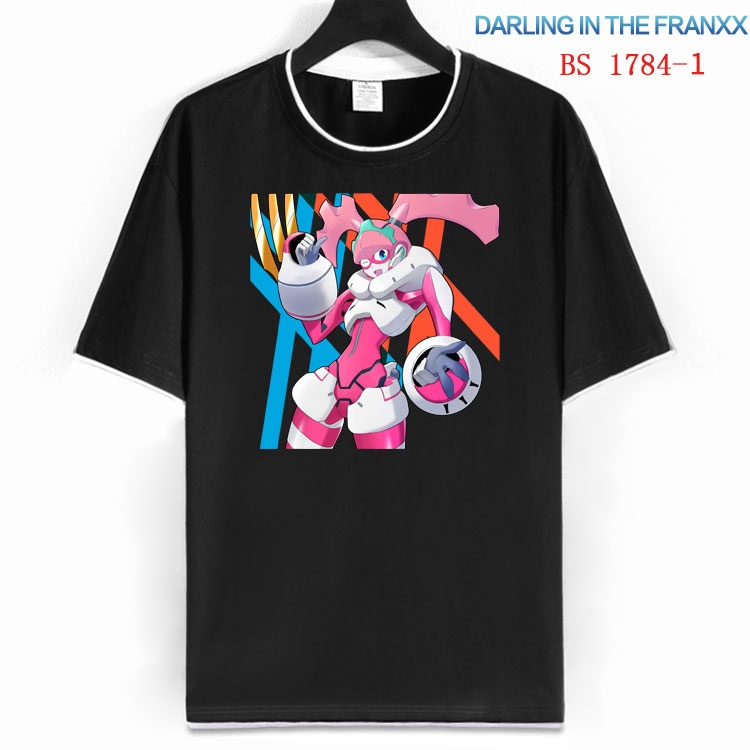 DARLING in the FRANX Cotton crew neck black and white trim short-sleeved T-shirt  from S to 4XL HM-1784-1