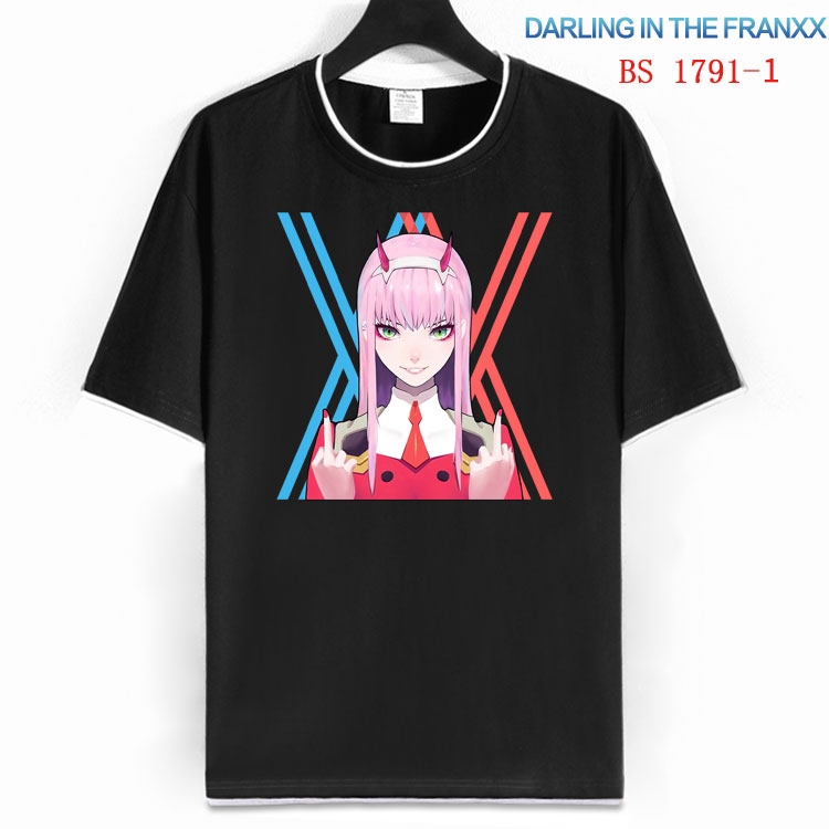 DARLING in the FRANX Cotton crew neck black and white trim short-sleeved T-shirt  from S to 4XL  HM-1791-1