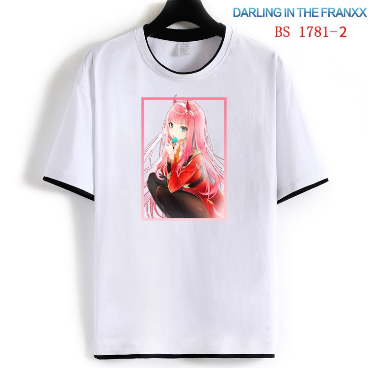DARLING in the FRANX Cotton crew neck black and white trim short-sleeved T-shirt  from S to 4XL  HM-1781-2