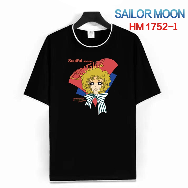 sailormoon Cotton crew neck black and white trim short-sleeved T-shirt  from S to 4XL  HM-1752-1