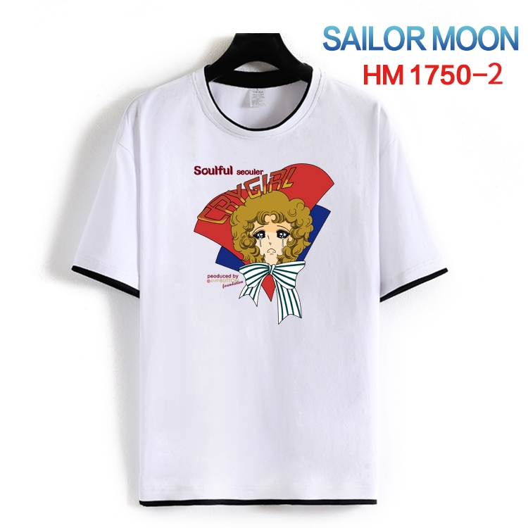 sailormoon Cotton crew neck black and white trim short-sleeved T-shirt  from S to 4XL HM-1750-2
