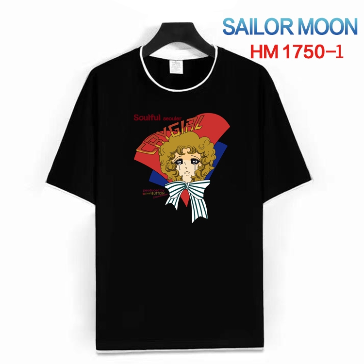sailormoon Cotton crew neck black and white trim short-sleeved T-shirt  from S to 4XL HM-1750-1