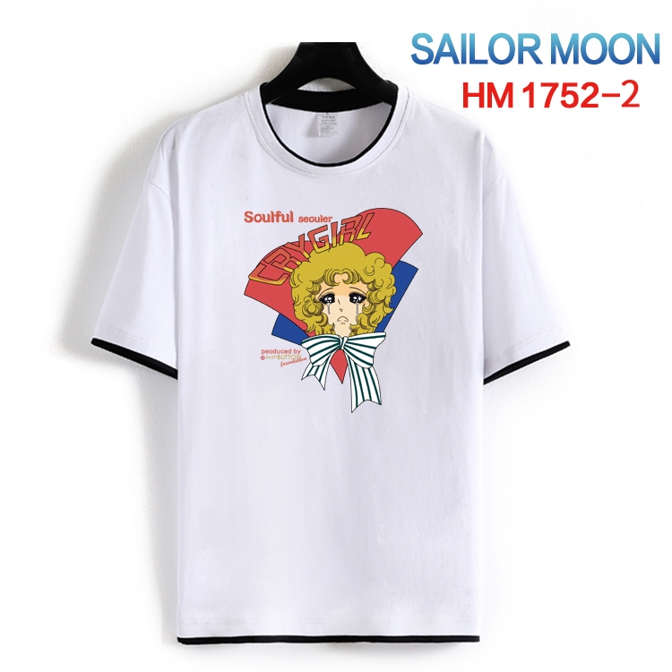 sailormoon Cotton crew neck black and white trim short-sleeved T-shirt  from S to 4XL HM-1752-2