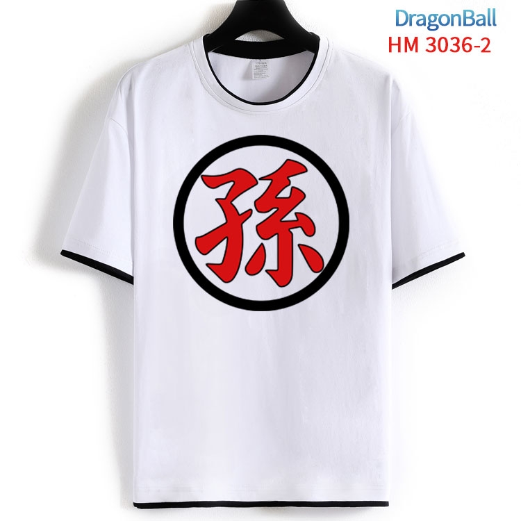 DRAGON BALLCotton crew neck black and white trim short-sleeved T-shirt  from S to 4XL HM-3036-2