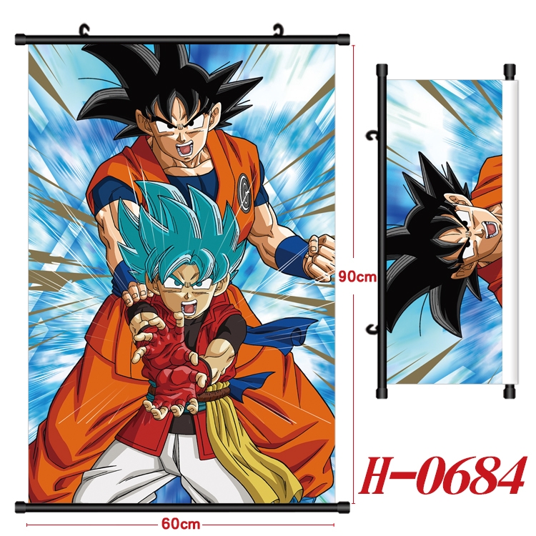 DRAGON BALL Anime Black Plastic Rod Canvas Painting 60X90CM H-0684