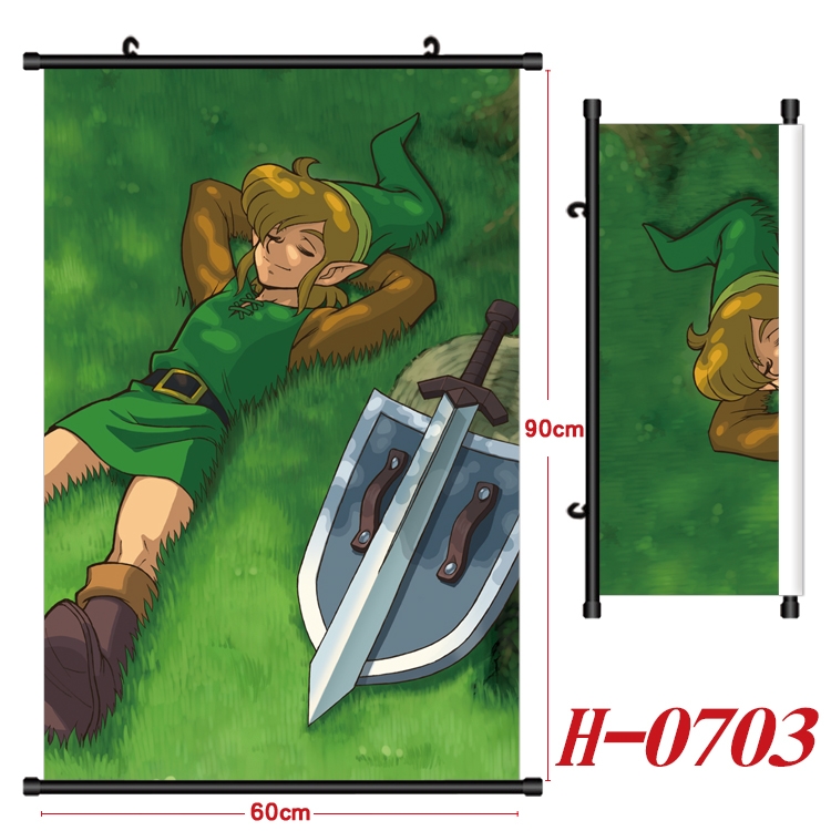 The Legend of Zelda Anime Black Plastic Rod Canvas Painting 60X90CM H-0703