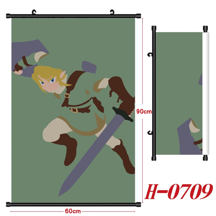 The Legend of Zelda Anime Black Plastic Rod Canvas Painting 60X90CM H-0709