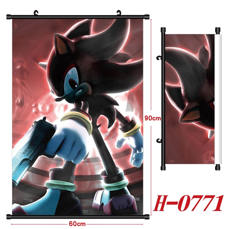 Sonic The Hedgehog Anime Black Plastic Rod Canvas Painting 60X90CM H-0771